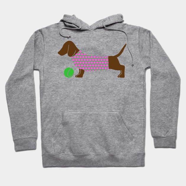 Dachshund in a polka dot sweater Hoodie by Jennifer Ladd